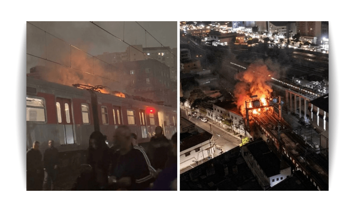 Passageiros são evacuados pelos trilhos após explosão em trem da Linha 12-Safira, que interrompeu a circulação de três linhas em São Paulo