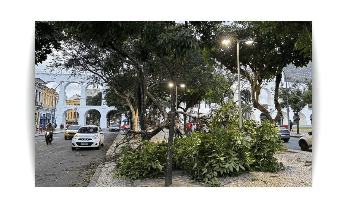 Ventania no Rio provoca apagão, queda de árvores e caos no transporte