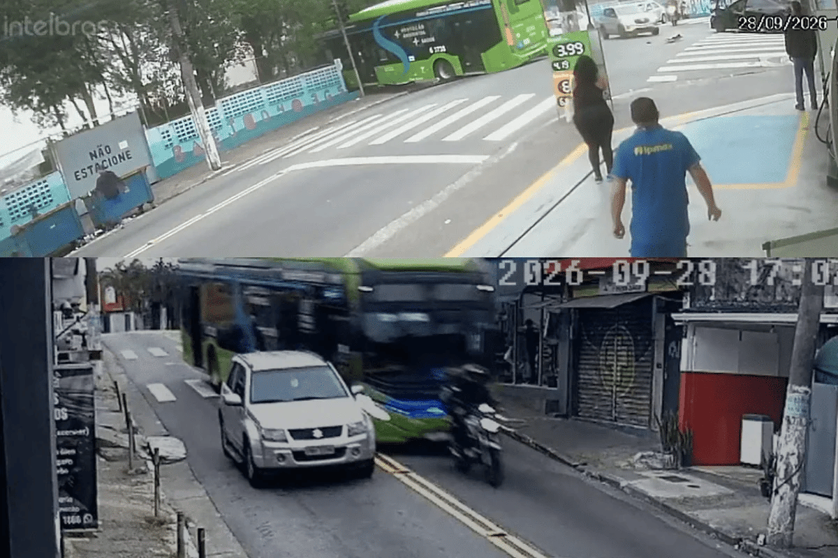 Ônibus bate em muro de escola e atinge veículos no Jabaquara.