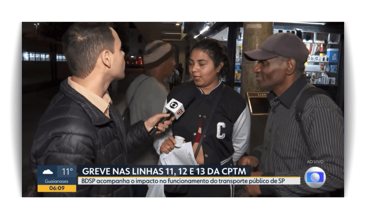 Greve da CPTM causa caos em SP e passageira critica privatização ao vivo na TV Globo